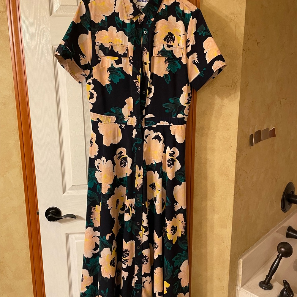 Floral Green and Yellow Flowered Women's Dress